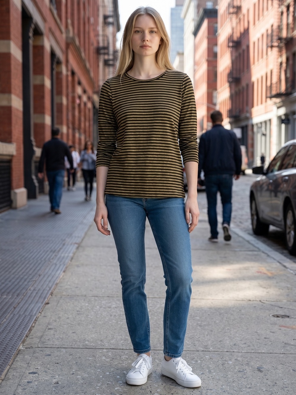Scotch & Soda Olive and Black Striped Long Sleeve Viscose Top Size L
